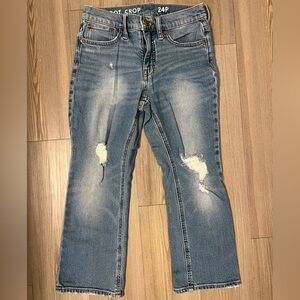 J. Crew Women’s Demi Boot Crop High Rise Denim Distressed Jeans sz 24P (Petite)